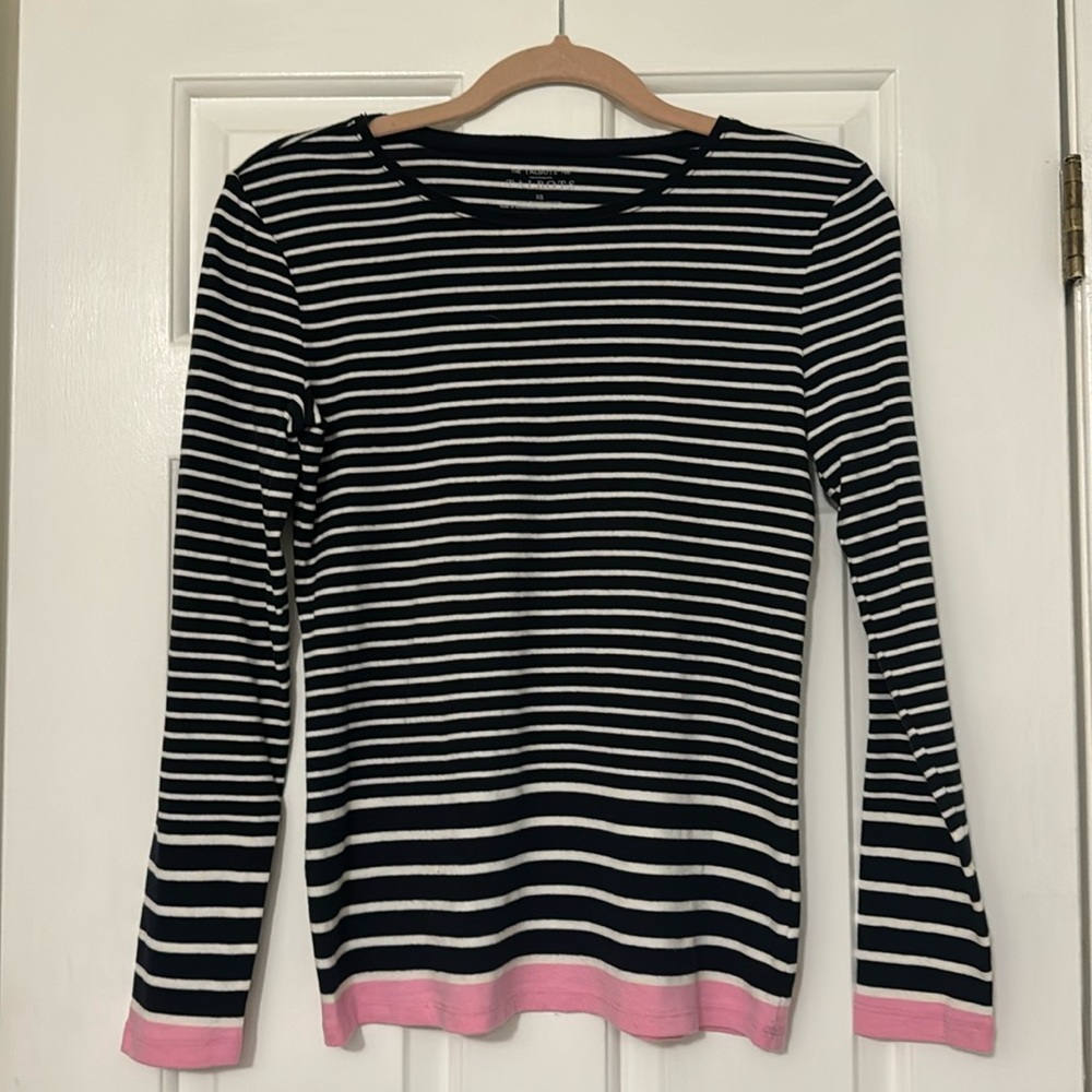 Talbots XS cotton top. Blue with pink border. Excellent condition